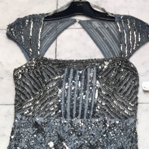 Adrianna Papell beaded capsleeve sweetheart neck long dress - Picture 5 of 16